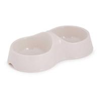 Миска двойная пластик 0,2л бежевая/34шт/М8272