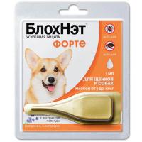 Капли БлохНэт форте д/щенков и собак 5-10кг п/блох и п/клещей 1пип*1мл/10шт/Астрафарм