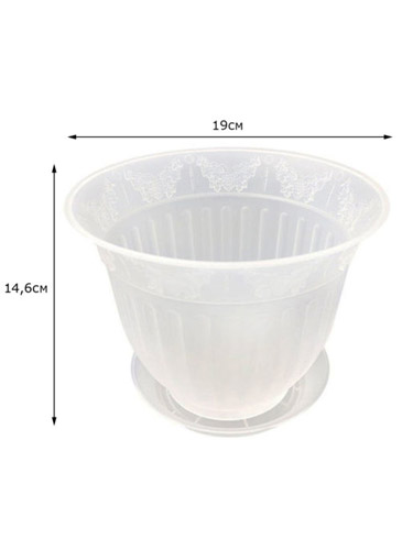 Цветочный горшок Виноград 1,6л прозрачный с поддоном 5PL0141 Цветочный горшок Виноград 1,6л прозрачный с поддоном 5PL0141