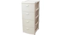 Комод РОТАНГ 4 секции белый ротанг М2812