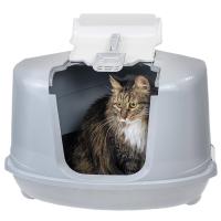 Туалет бокс д/кошек ZooM угловой 57*46*37см светло-серый/2937/Дарэлл