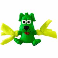 Игрушка с Пес с плюшем с пищалкой зеленый из латекса 7см/ЛС319/Евро