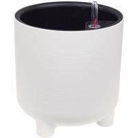 Кашпо ШЭНК D220 6,5л белый ротанг с автополивом+вставкой М3242