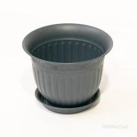 Цветочный горшок Виноград 1л антрацит с поддоном 5PL0133 Цветочный горшок Виноград 1л антрацит с поддоном 5PL0133