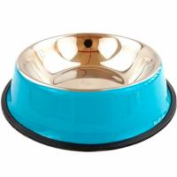Миска нерж. сталь на резинке 0,6л 22см М-21 голубой