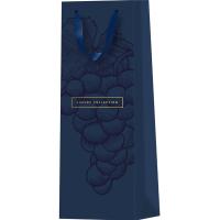 Пакет подарочный 12*36*8,5см "Grape" матовое ламинирование, отд.фольгой, под бутылку MESHU /Рельеф