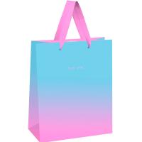 Пакет подарочный 26*32*12см "Duotone. Light blue-Pink gradient" отд. фольгой мат. лам. MESHU/Рельеф