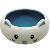 Миска керамика Мордочка кошки бело-голубая 13*13*5,5см 260мл/МКР2113/Евро