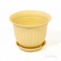 Цветочный горшок Виноград 1л кремовый с поддоном 5PL0137  Цветочный горшок Виноград 1л кремовый с поддоном 5PL0137