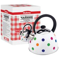 Чайник 2,2л MAL-0403 нерж.сталь, со свистком, капс.дно, в горошек/6шт/985607/Mallony