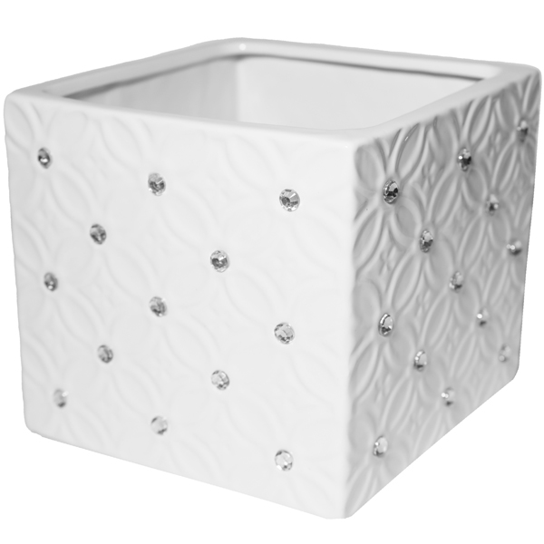 Кашпо Moon 14*14, h13см квадрат белый 074664