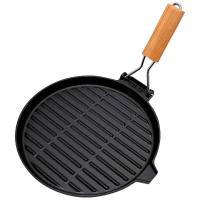 Сковорода-гриль чугунная D27см PADELLA круглая с дерев.ручкой/6шт/985059/Mallony