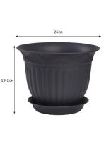 Цветочный горшок Виноград 6л антрацит с поддоном 5PL0160  Цветочный горшок Виноград 6л антрацит с поддоном 5PL0160