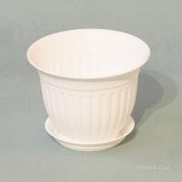 Цветочный горшок Виноград 1л белый с поддоном 5PL0135  Цветочный горшок Виноград 1л белый с поддоном 5PL0135