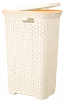 Корзина для белья 55л Плетенка угловая с крышкой  16021