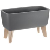 Кашпо ФЛОРИАН овал высокий D390 4,2л графитовый с вставкой М3272 /6шт/М-пласт 