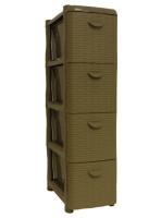 Комод узкий РОТАНГ 4 секции бежевый ротанг М2814