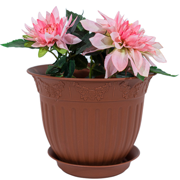 Цветочный горшок Виноград 1,6л терракот с поддоном 5PL0146  Цветочный горшок Виноград 1,6л терракот с поддоном 5PL0146