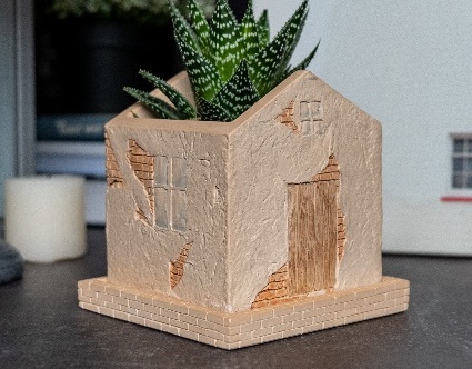 Кашпо Домик Лофт Роспись VipSet 0,72л кирпичный G2517-01L