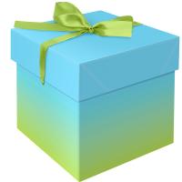 Коробка складная подарочная "Duotone. Blue-Green gradient" (15*15*15см) с лентой MESHU /Рельеф Коробка складная подарочная "Duotone. Blue-Green gradient" (15*15*15см) с лентой MESHU /Рельеф