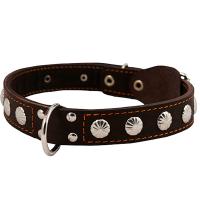 Ошейник кожа 30мм двойной с украшением и кольцом посередине 44-53см/00030041/Каскад/ Ошейник кожа 30мм двойной с украшением и кольцом посередине 44-53см/00030041/Каскад/