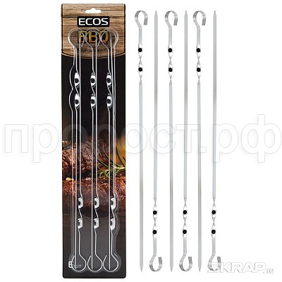 Набор шампуров ECOS ND-301D 45*1*1,5см форма прямая, хром.   Набор шампуров ECOS ND-301D 45*1*1,5см форма прямая, хром.