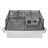 Клетка д/грыз Дарэлл ЭКО МИНИ 28*17*h18см (домик,миска,колесо) светло-серая/40192св-сер-черн/Дарэлл