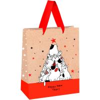 Пакет подарочный 18*23*10см "New Year of Cats" выборочный лак, блестки, крафт MESHU /MS_51781/Рельеф Пакет подарочный 18*23*10см "New Year of Cats" выборочный лак, блестки, крафт MESHU /MS_51781/Рельеф