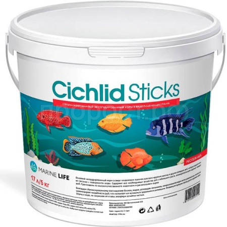 Корм для рыб Marine Life Cichlid Sticks 17л/5кг Корм для рыб Marine Life Cichlid Sticks 17л/5кг