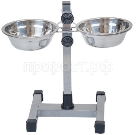 Миска метал на регулируемой подставке ЭКО нержавеющая стальная 40см 2*0,7л/1282/Дарэлл Миска метал на регулируемой подставке ЭКО нержавеющая стальная 40см 2*0,7л/1282/Дарэлл