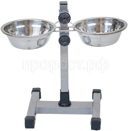 Миска метал на регулируемой подставке ЭКО нержавеющая стальная 30см 2*0,35л/1280/Дарэлл Миска метал на регулируемой подставке ЭКО нержавеющая стальная 30см 2*0,35л/1280/Дарэлл