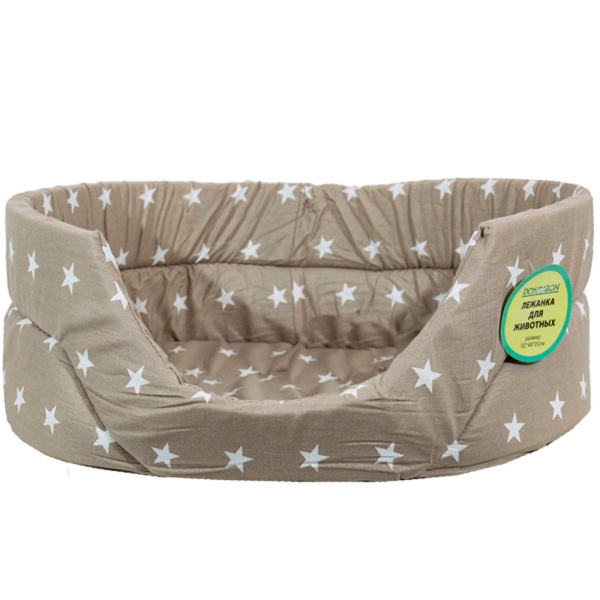 Лежанка овальная стеганая поролон хлопок с подушкой Горох МИКС 52*46*20см/DONBARON Лежанка овальная стеганая поролон хлопок с подушкой Горох МИКС 52*46*20см/DONBARON