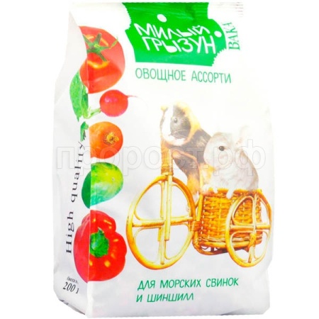 Корм для шиншилл и морских свинок Овощное ассортиВАКА High Quality Милый грызун 200гр Корм для шиншилл и морских свинок Овощное ассортиВАКА High Quality Милый грызун 200гр