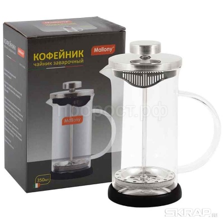 Чайник/кофейник (кофе-пресс)  GFP01-350ML стеклянный черный /24шт/950065