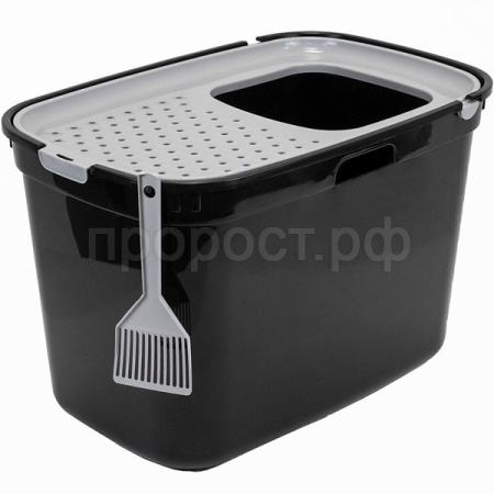 Туалет бокс д/кошек ZooM 59*39*38см с верхним входом черный/2932/Дарэлл Туалет бокс д/кошек ZooM 59*39*38см с верхним входом черный/2932/Дарэлл