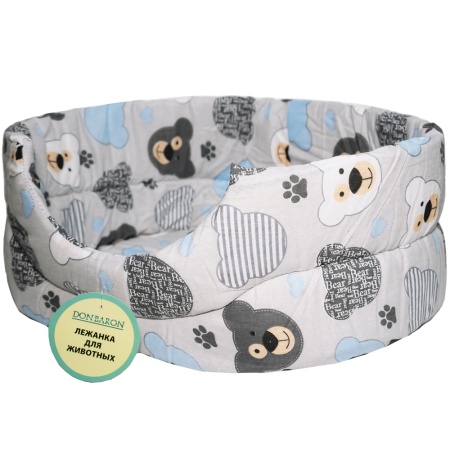 Лежанка овальная стеганая поролоновая хлопок Серые Мишки 42*34*18см/DONBARON Лежанка овальная стеганая поролоновая хлопок Серые Мишки 42*34*18см/DONBARON