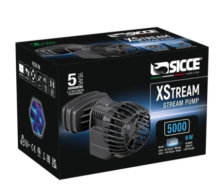 Помпа течения XStream 5000 л/ч 94х50х40мм 61322/SICCE/ Помпа течения XStream 5000 л/ч 94х50х40мм 61322/SICCE/