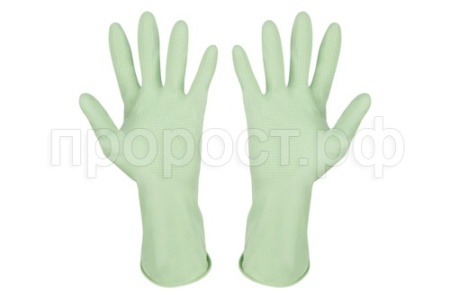 Перчатки латексные с хлопковым напылением зеленые L /101280/