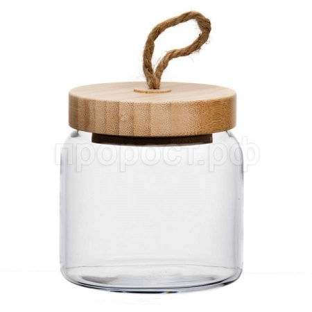 Банка стеклянная 575мл с бамбук крышкой ВУДИ /43573B 