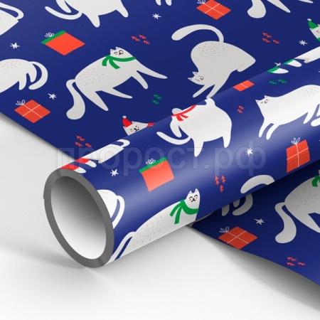 Упаковочная бумага 70*100см "Пушистый праздник" глянц. 80г/м2 MESHU/MS_53477/Рельеф Упаковочная бумага 70*100см "Пушистый праздник" глянц. 80г/м2 MESHU/MS_53477/Рельеф