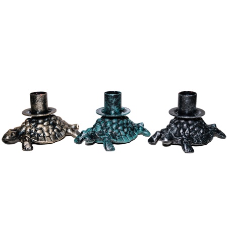 ДЕКОР Подсвечник Черепаха антик серебро РЗДИ/1шт