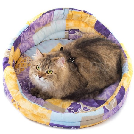 Лежанка круглая стеганая с подушкой хлопок разноцветная 50*50*18/9132