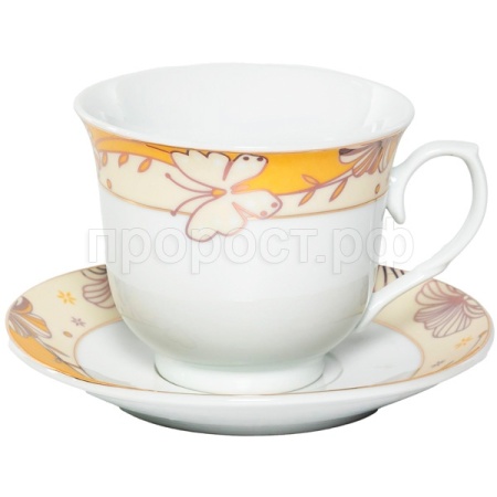Чашка с блюдцем 220мл Аврора Мир подарочная уп. 113-19096 /24шт/PSF
