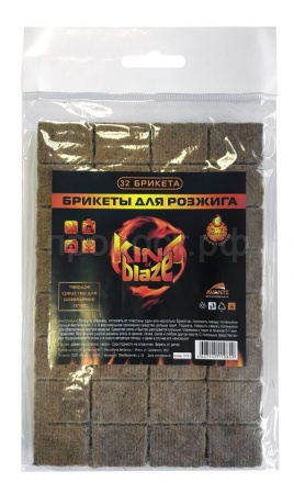 Брикет для розжига 32шт в пакете King of Blaze  Брикет для розжига 32шт в пакете King of Blaze