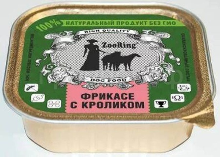 Собаки ZooRing д/всех пород собак желе фрикасе с кроликом ж/б 100гр/16шт/63766