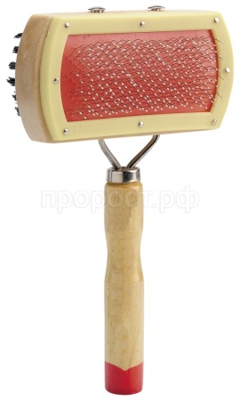 Пуходерка Щетка деревянная ручка и металлические зубья с каплями 17*10см Пуходерка Щетка деревянная ручка и металлические зубья с каплями 17*10см