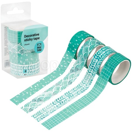 Набор клейких декоративных лент MESHU "Azure" 4шт /MS_36911/Рельеф Набор клейких декоративных лент MESHU "Azure" 4шт /MS_36911/Рельеф