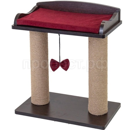 Когтеточка Лежанка ВИСКИ с двумя столбиками ЛДСП,вельвет,джут 45,5*27,5**54см/82793венге/Дарэленд