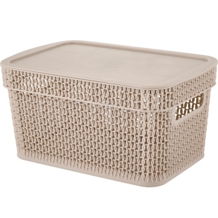 Корзина д/хранения Ajur 5л c крышкой прямоуг. космический серый KL4113 /10шт/ПР