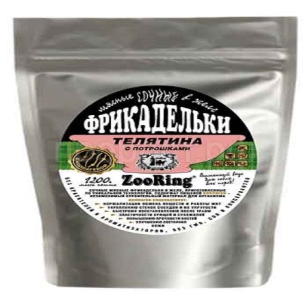Корм для собак ZooRing  желе фрикадельки телятина/потрошки 1200гр Корм для собак ZooRing  желе фрикадельки телятина/потрошки 1200гр